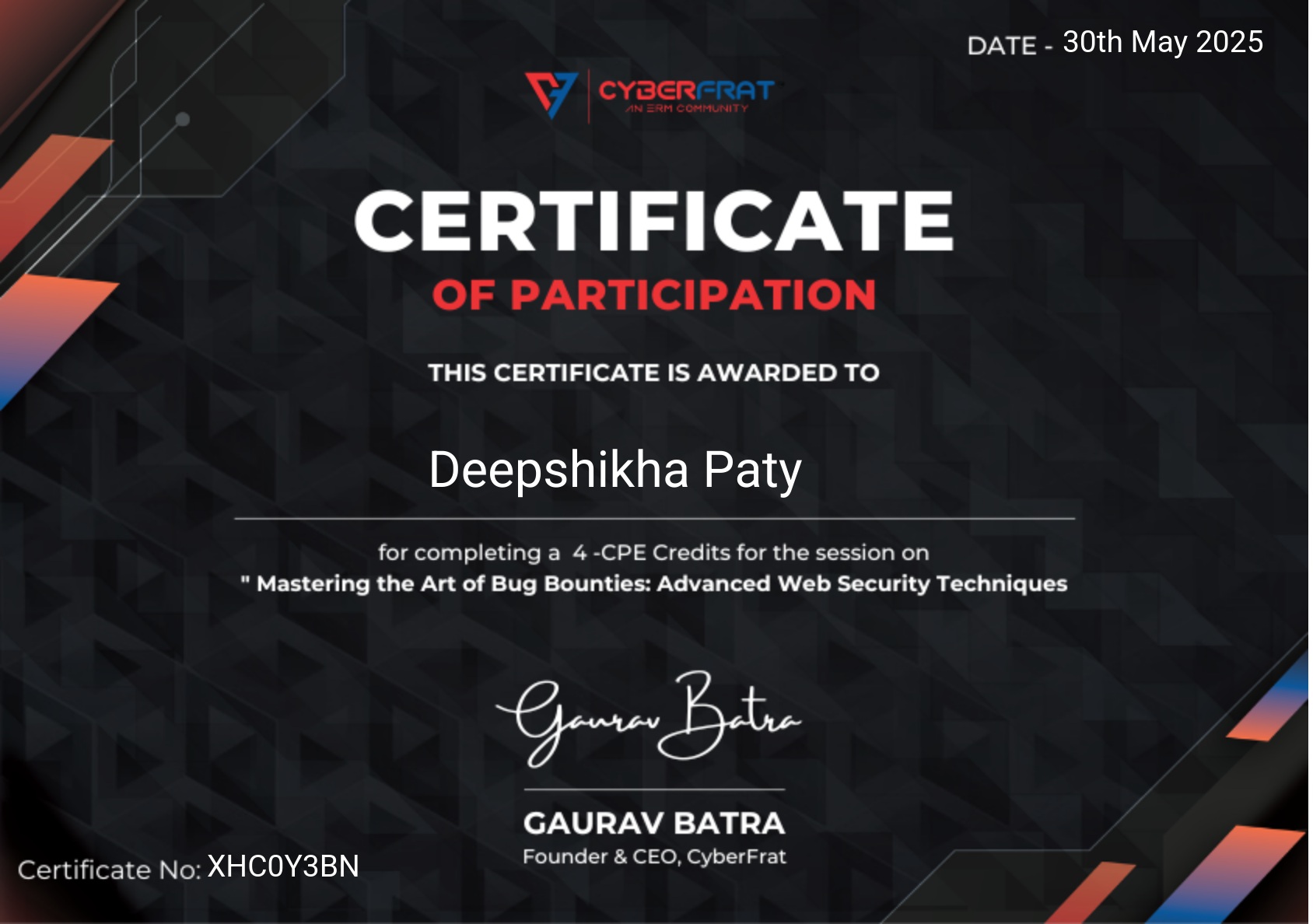 Cyberfrat Certificate (Placeholder)